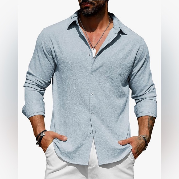 Other - NWT URRU Men's Casual Long Sleeve Wrinkle-Free Button Down Shirt - Size: XL